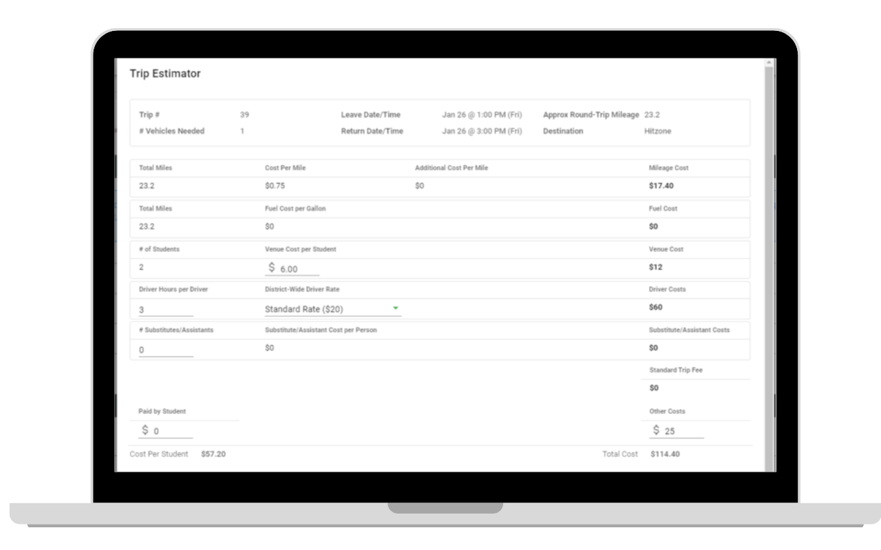 New Trip Estimator UI Image