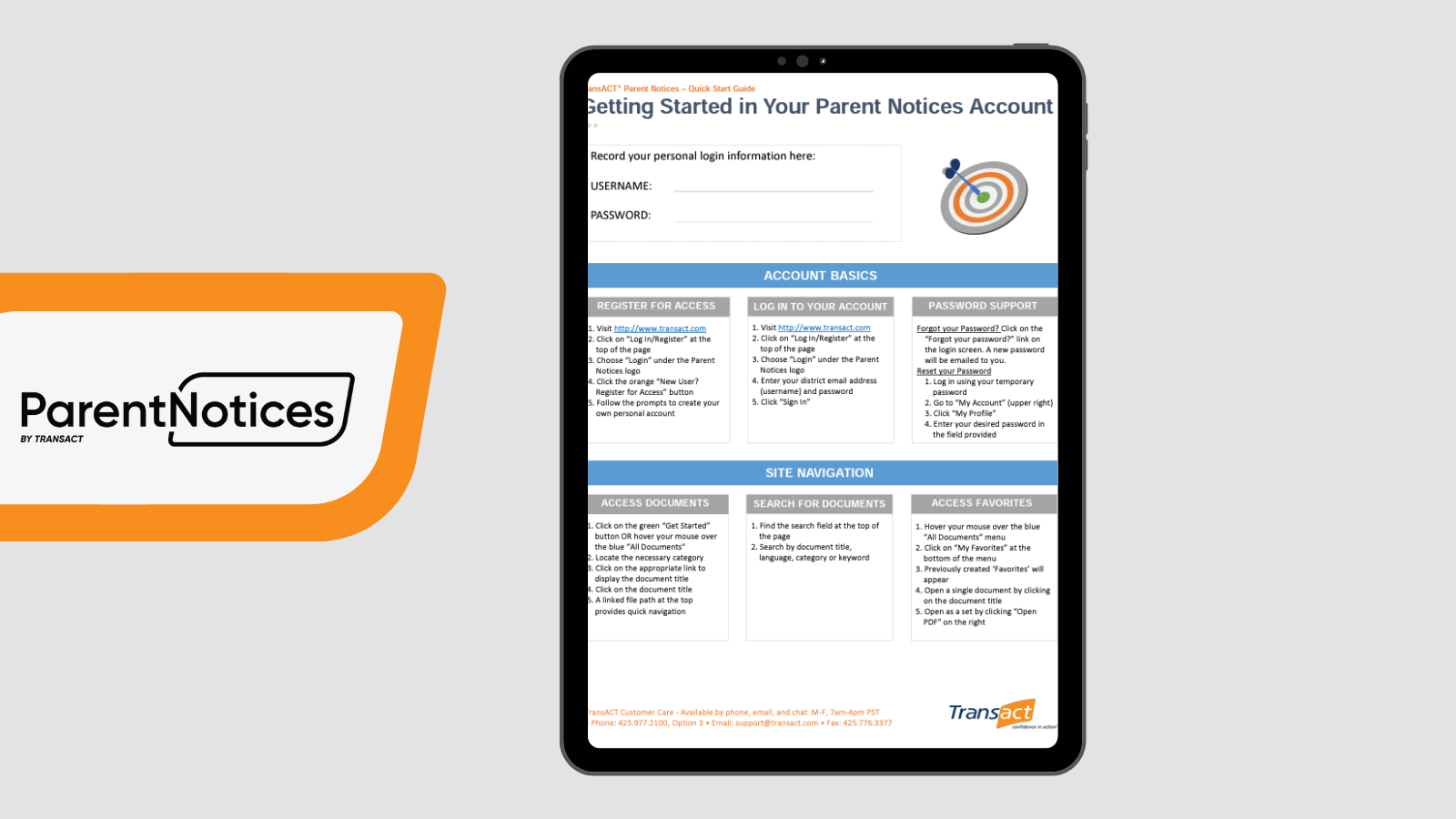 TransACT Parent Notices Quick Start Guide for Registered Users