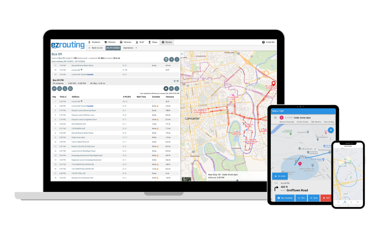 EZRouting + SafeDriver360 + BusQuest V3 - Route 09 PM