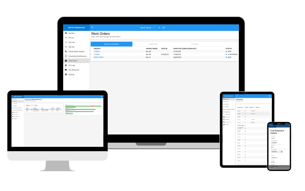 Vehicle Maintenance - Multiple Screens